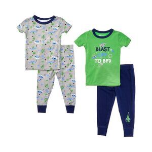 Only Boys 4Pc Boy's Squad Snug Fit Pajama Set, Green